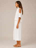 Loovay Viorena Set met Cold Shoulder Top en Culotte