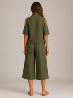 Loovay Viorena Set met Cold Shoulder Top en Culotte