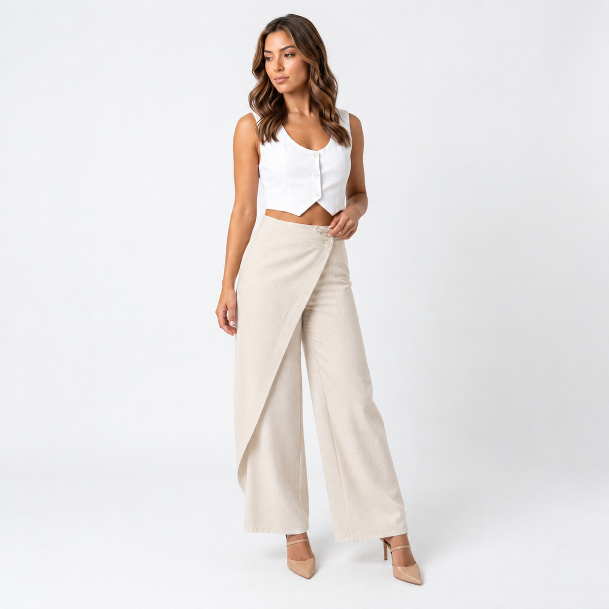 Loovay Cropped Broek, Hoge Taille Pasvorm