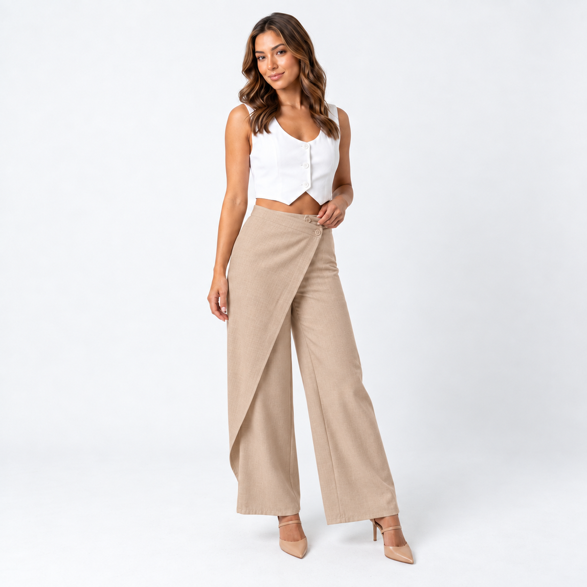 Loovay Cropped Broek, Hoge Taille Pasvorm