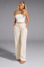 Loovay Linvera Broek, Linnenmix Trekkoord Design