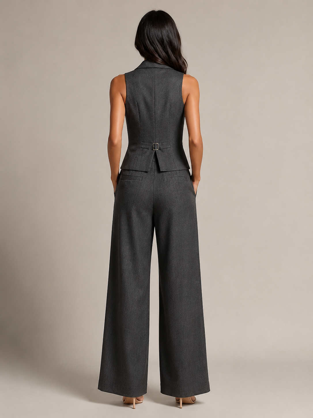 Loovay Velisse Tweedelige Set, Gilet en Wide Leg Pantalon