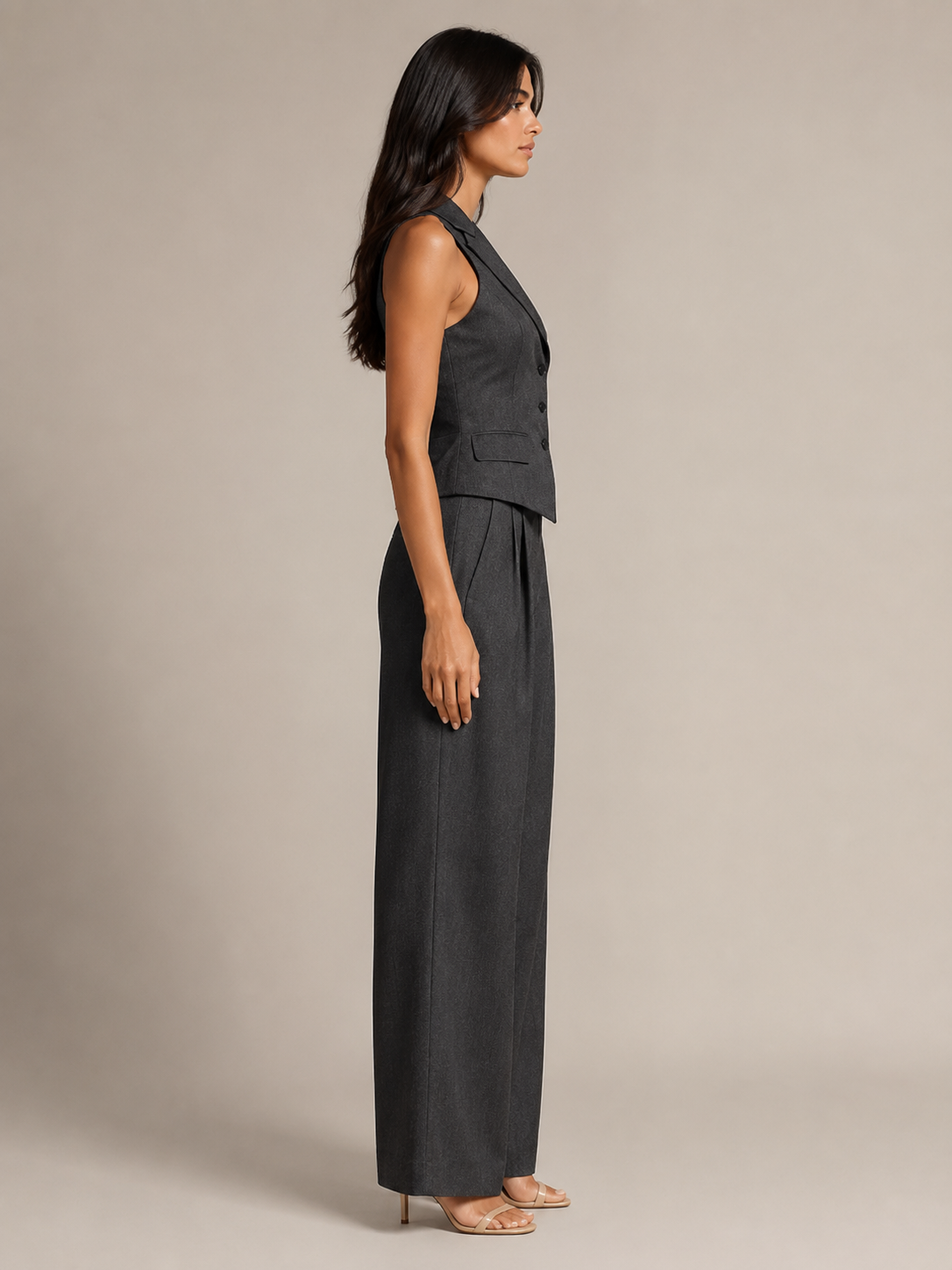 Loovay Velisse Tweedelige Set, Gilet en Wide Leg Pantalon