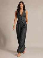Loovay Belviane Gilet Set met Wide Leg Broek