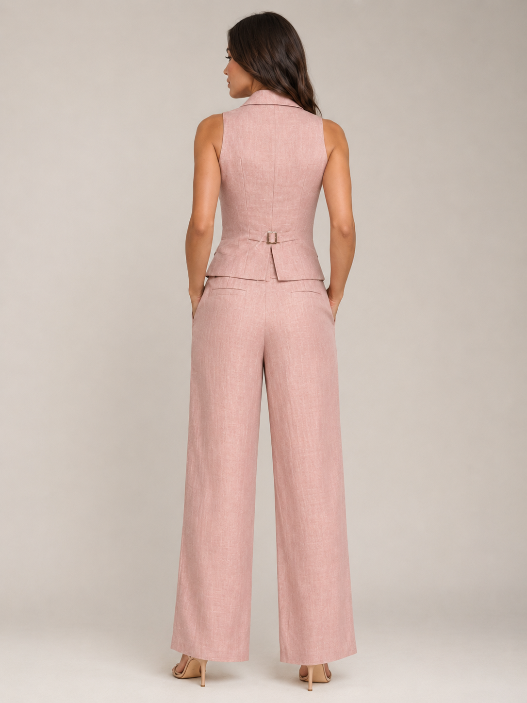 Loovay Velisse Tweedelige Set, Gilet en Wide Leg Pantalon