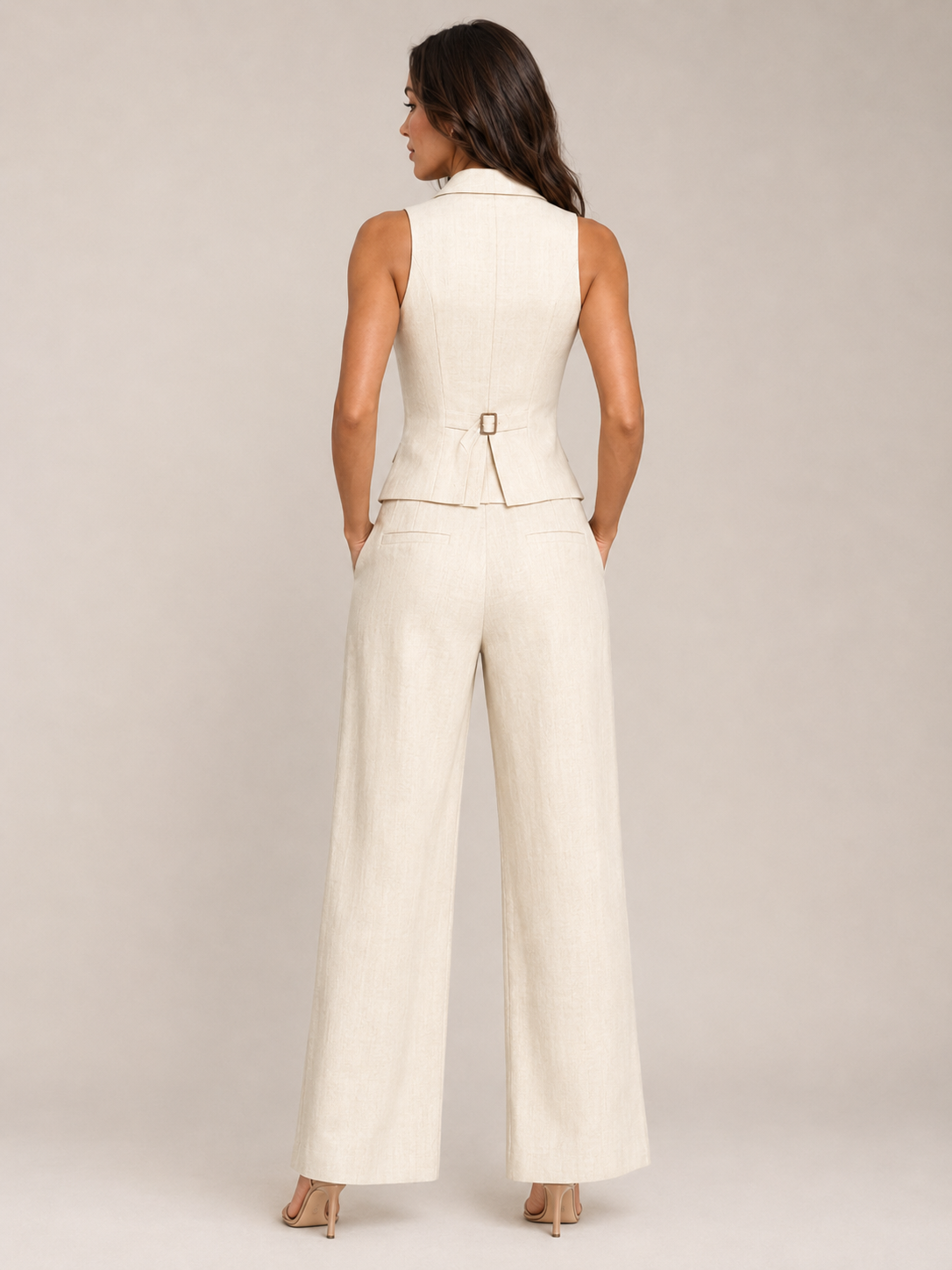 Loovay Velisse Tweedelige Set, Gilet en Wide Leg Pantalon