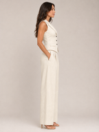 Loovay Belviane Gilet Set met Wide Leg Broek