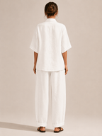Loovay Avienne Set met V Hals Top en Wijde Broek