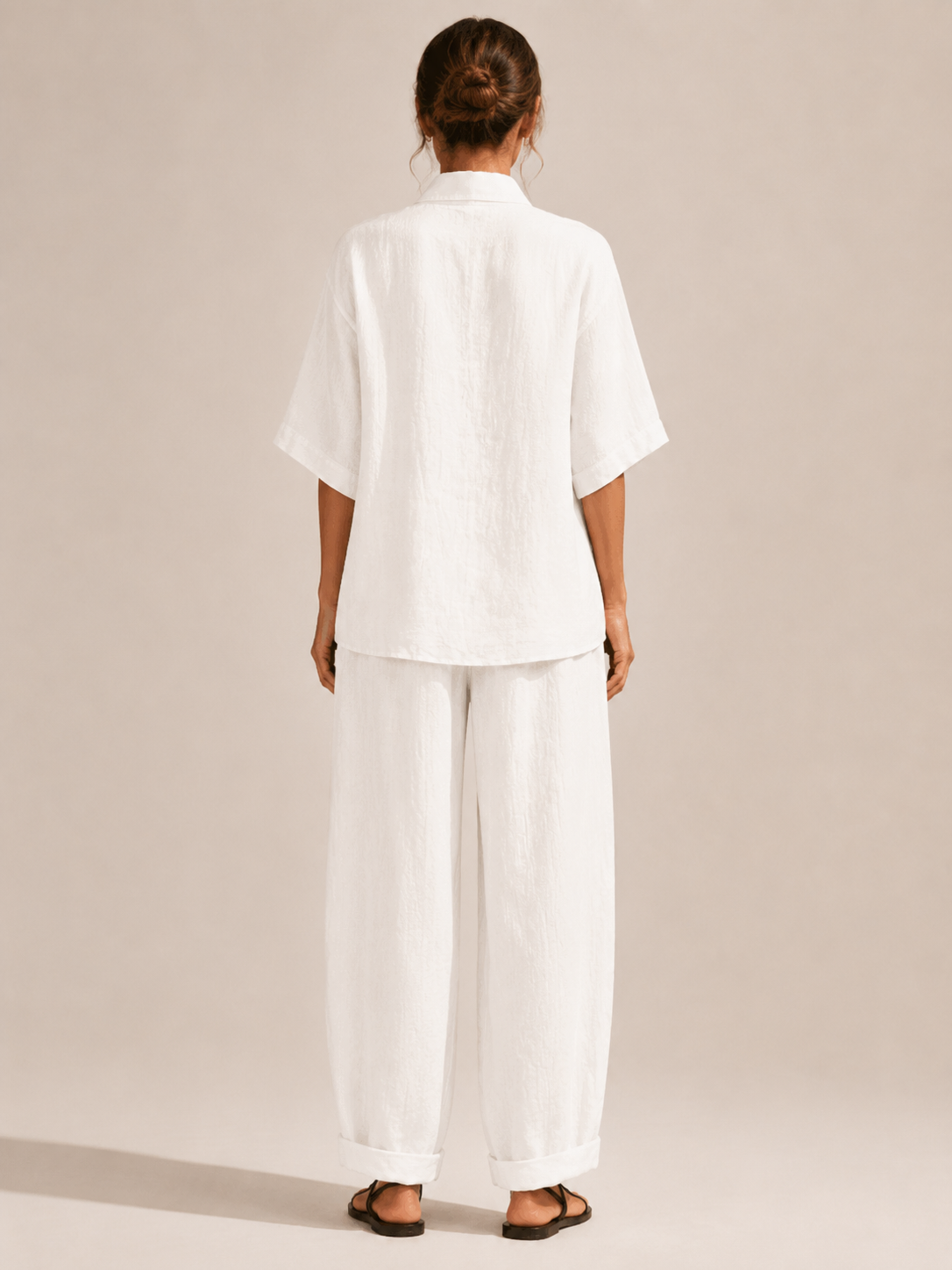 Loovay Avienne Set met V Hals Top en Wijde Broek