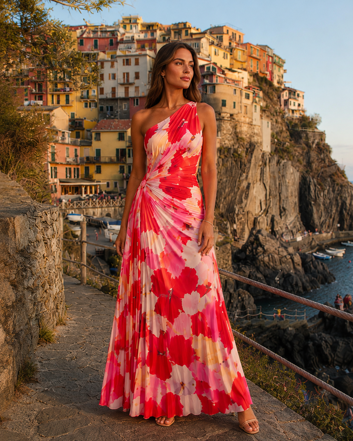 Loovay Florévia, One Shoulder Maxi-Jurk met Bloemenprint