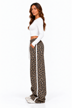 Loovay Marenza Luipaardprint Wide Leg Broek