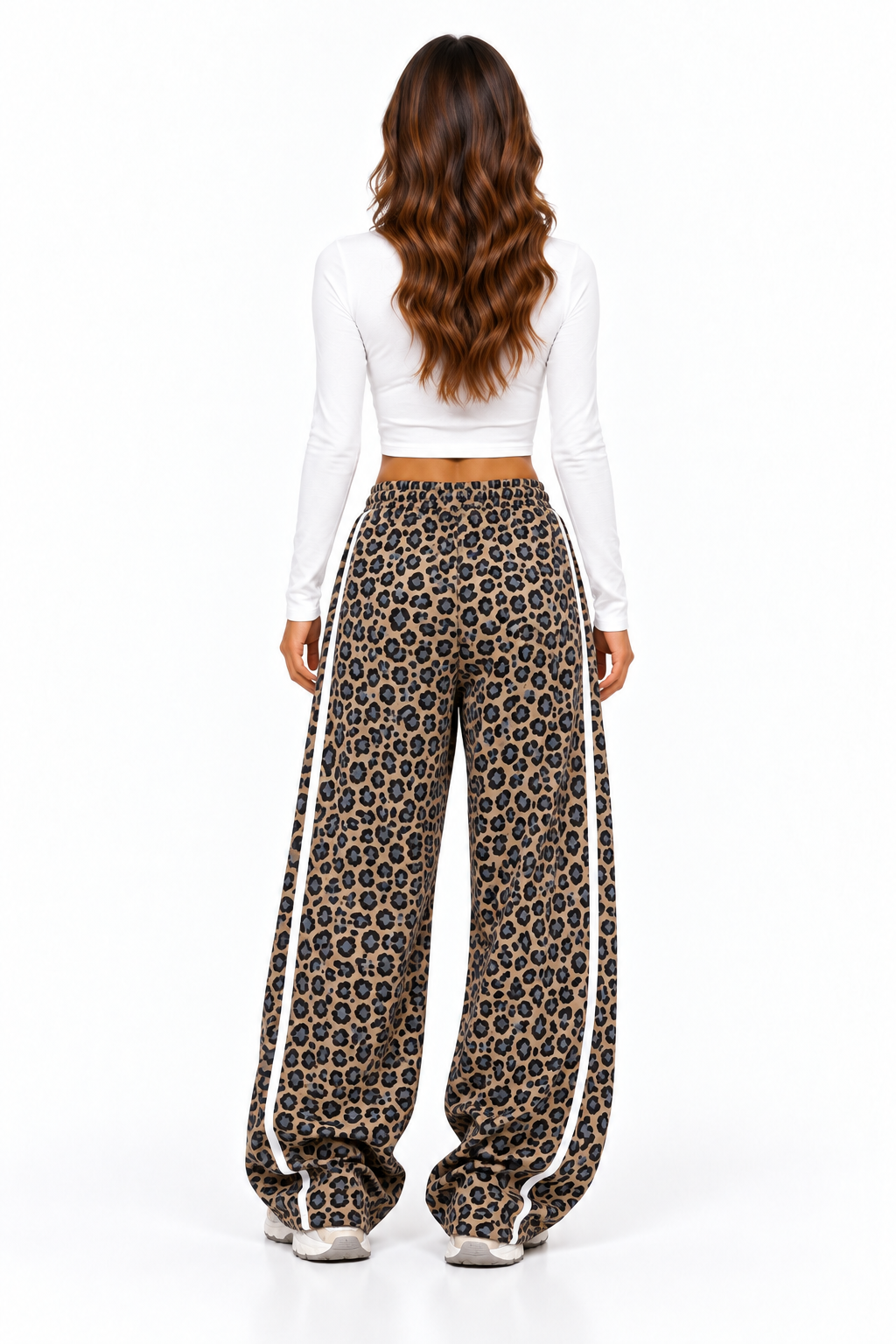 Loovay Marenza Luipaardprint Wide Leg Broek