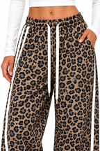 Loovay Marenza Luipaardprint Wide Leg Broek