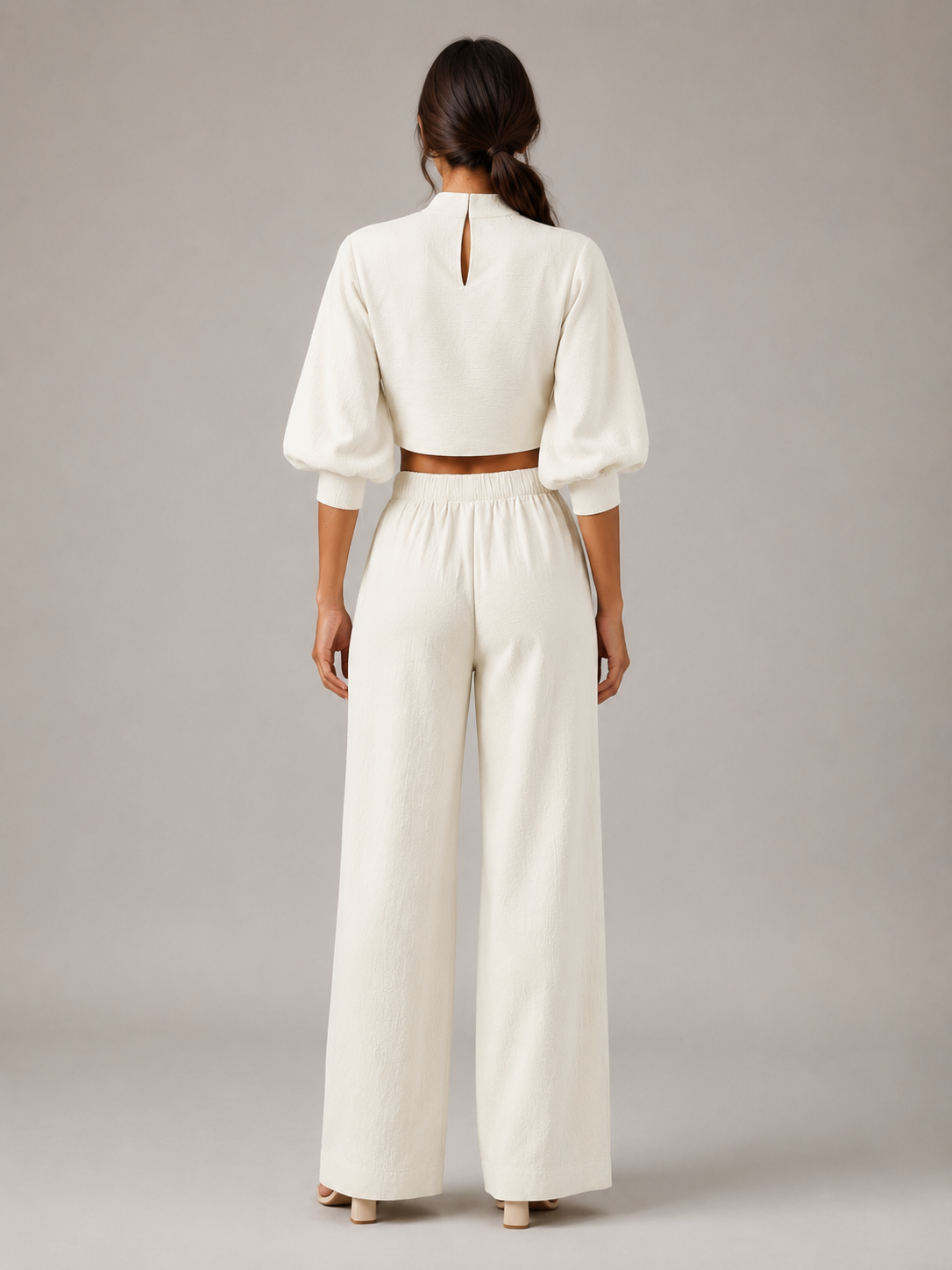 Loovay Elvane Tweedelige Set, Croptop en Wide Leg Broek