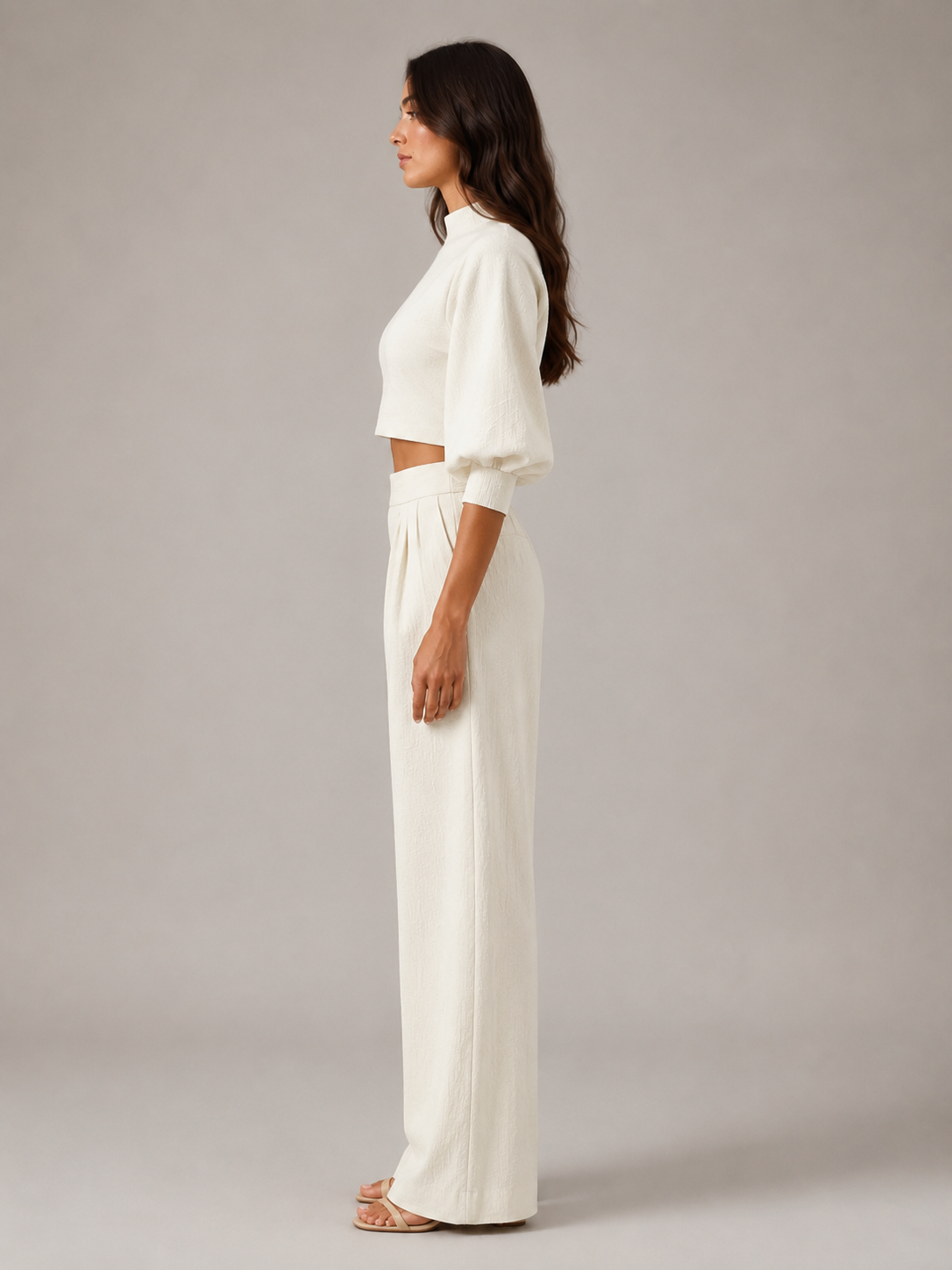Loovay Elvane Tweedelige Set, Croptop en Wide Leg Broek