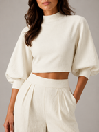 Loovay Elvane Tweedelige Set, Croptop en Wide Leg Broek