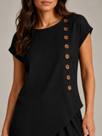 Loovay Avenza Tweedelige Set, Asymmetrische Top en Wijde Broek