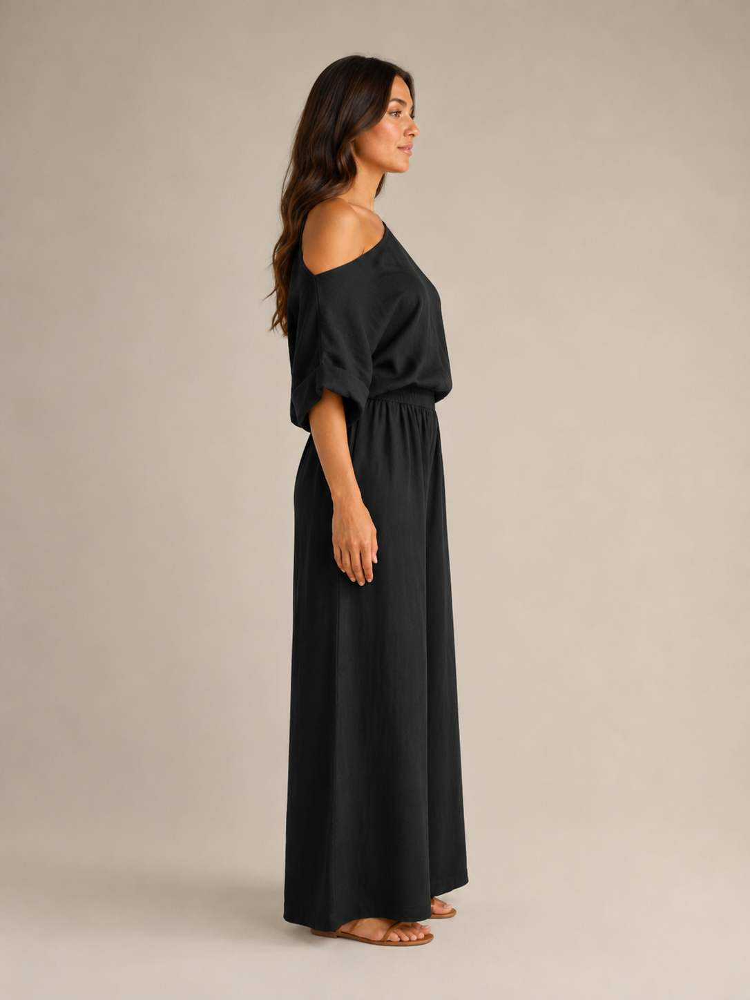 Loovay Alorelle Off Shoulder Set met Wide Leg Broek