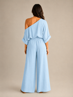 Loovay Aerelle Tweedelige Set, Asymmetrische Top en Wide Leg Broek