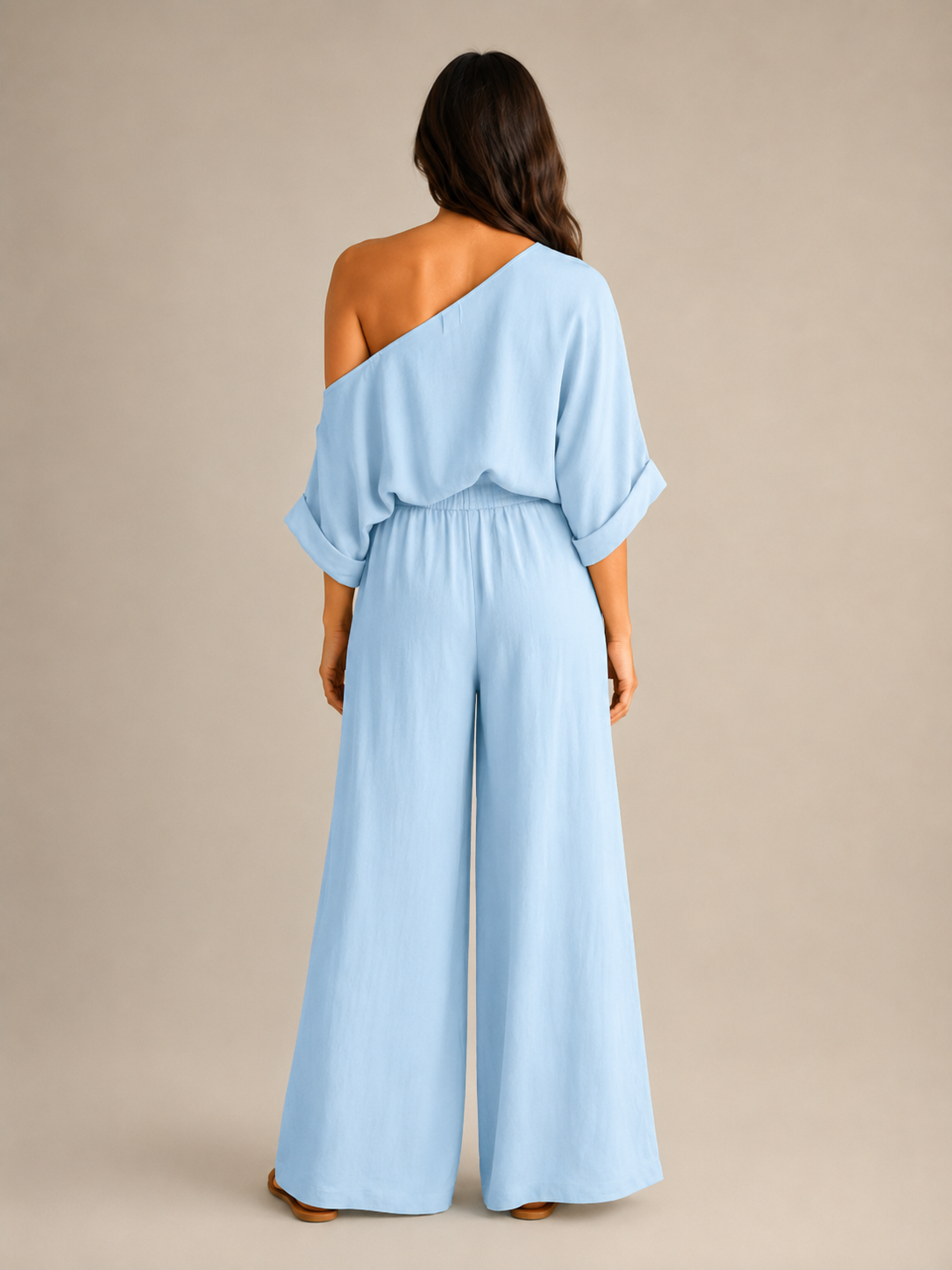 Loovay Alorelle Off Shoulder Set met Wide Leg Broek