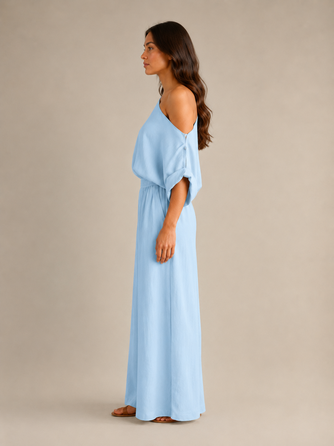 Loovay Aerelle Tweedelige Set, Asymmetrische Top en Wide Leg Broek