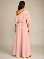 Loovay Aerelle Tweedelige Set, Asymmetrische Top en Wide Leg Broek