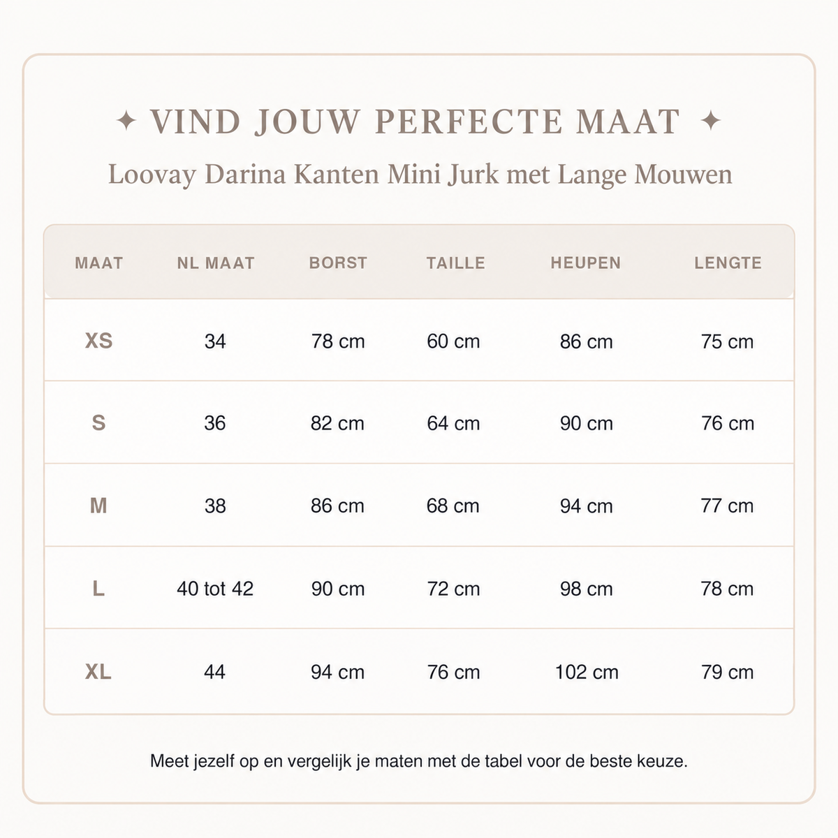 Loovay Darina Kanten Mini Jurk met Lange Mouwen