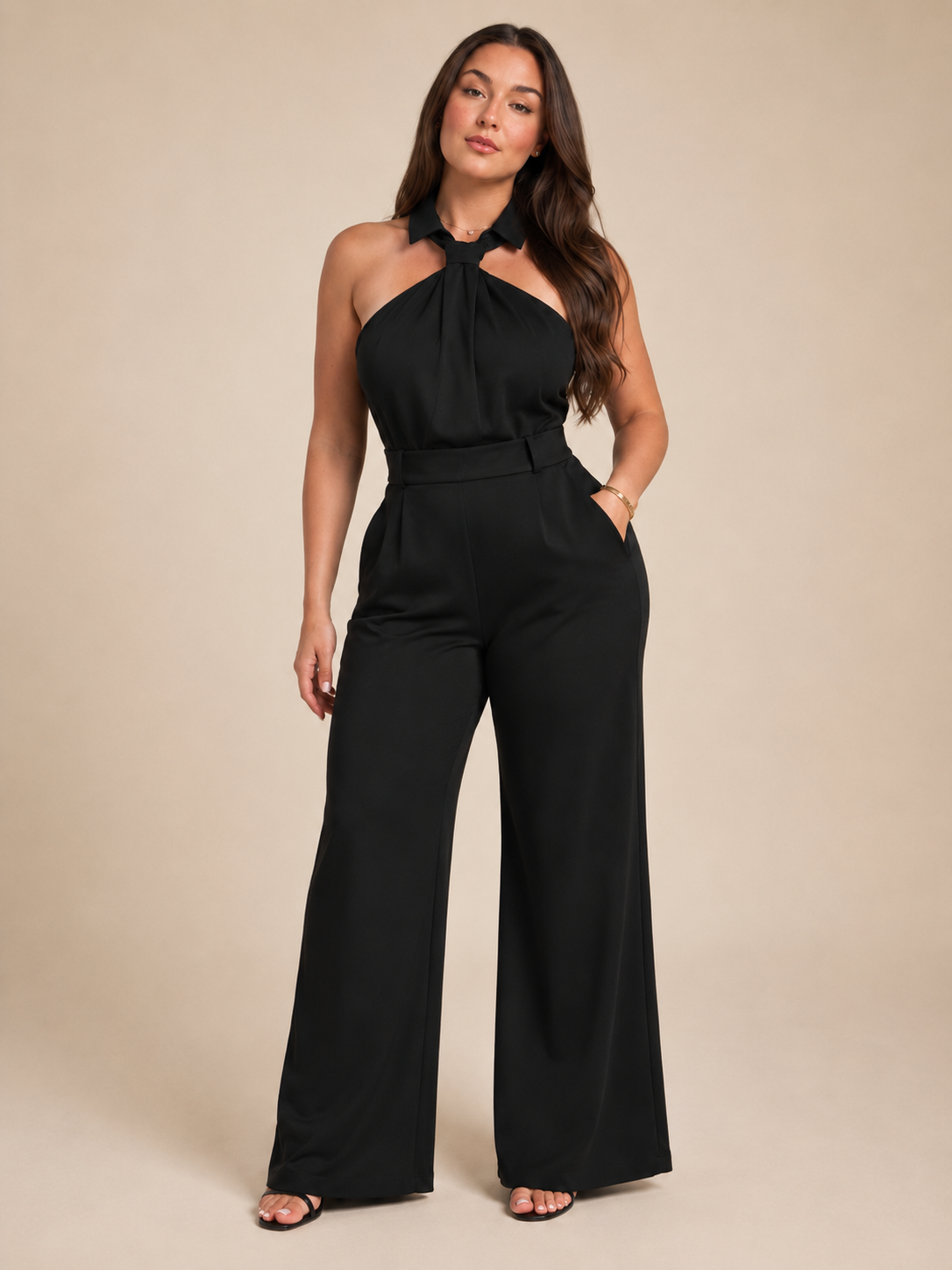Loovay Halora Jumpsuit, Halterhals en Palazzo Broek