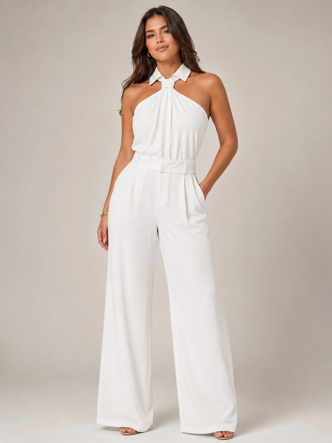 Loovay Halora Jumpsuit, Halterhals en Palazzo Broek