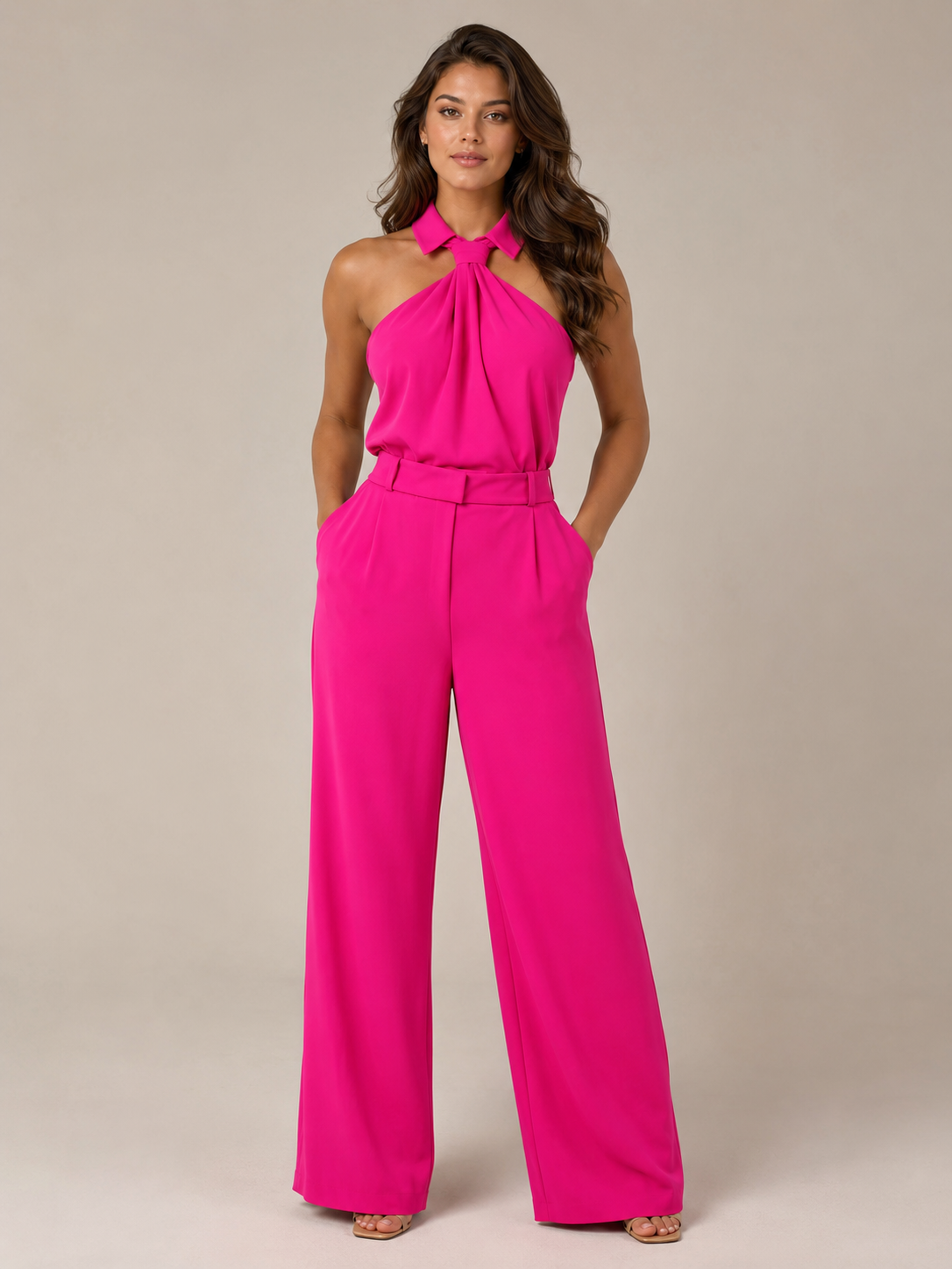 Loovay Halora Jumpsuit, Halterhals en Palazzo Broek