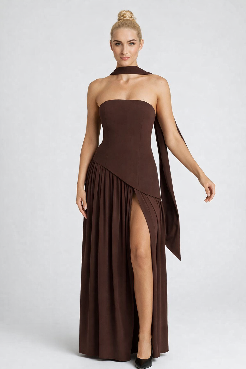 Loovay Arlienne Jurk, Strapless Asymmetrisch Design