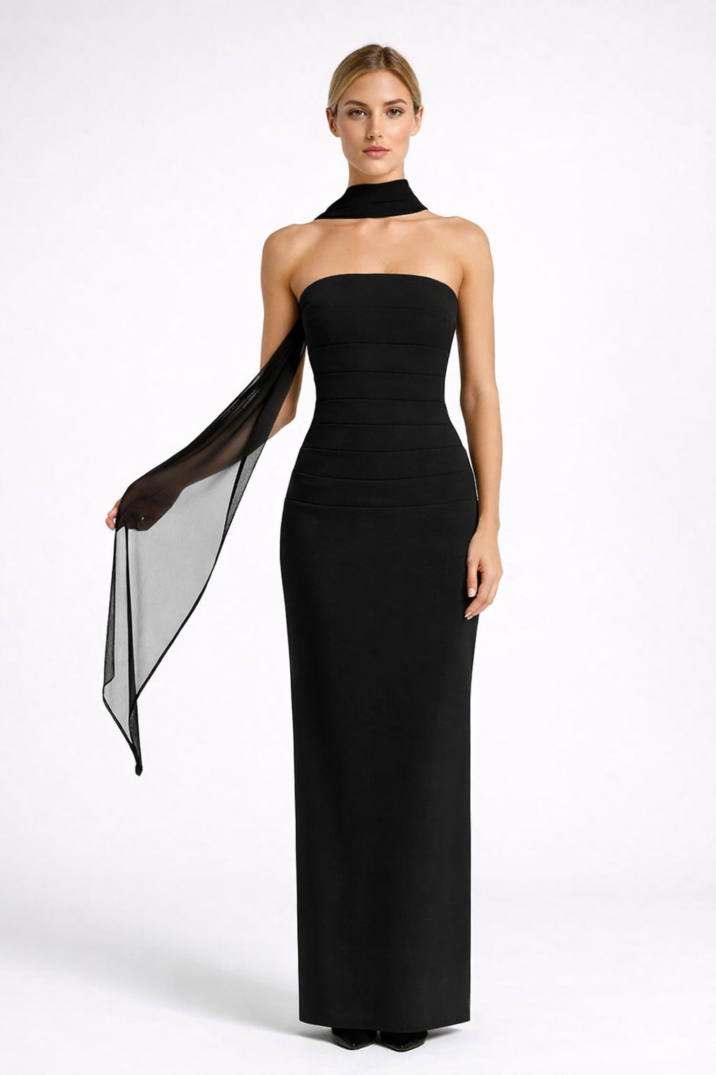 Loovay Selvaria Jurk, Strapless Sjaaldetail