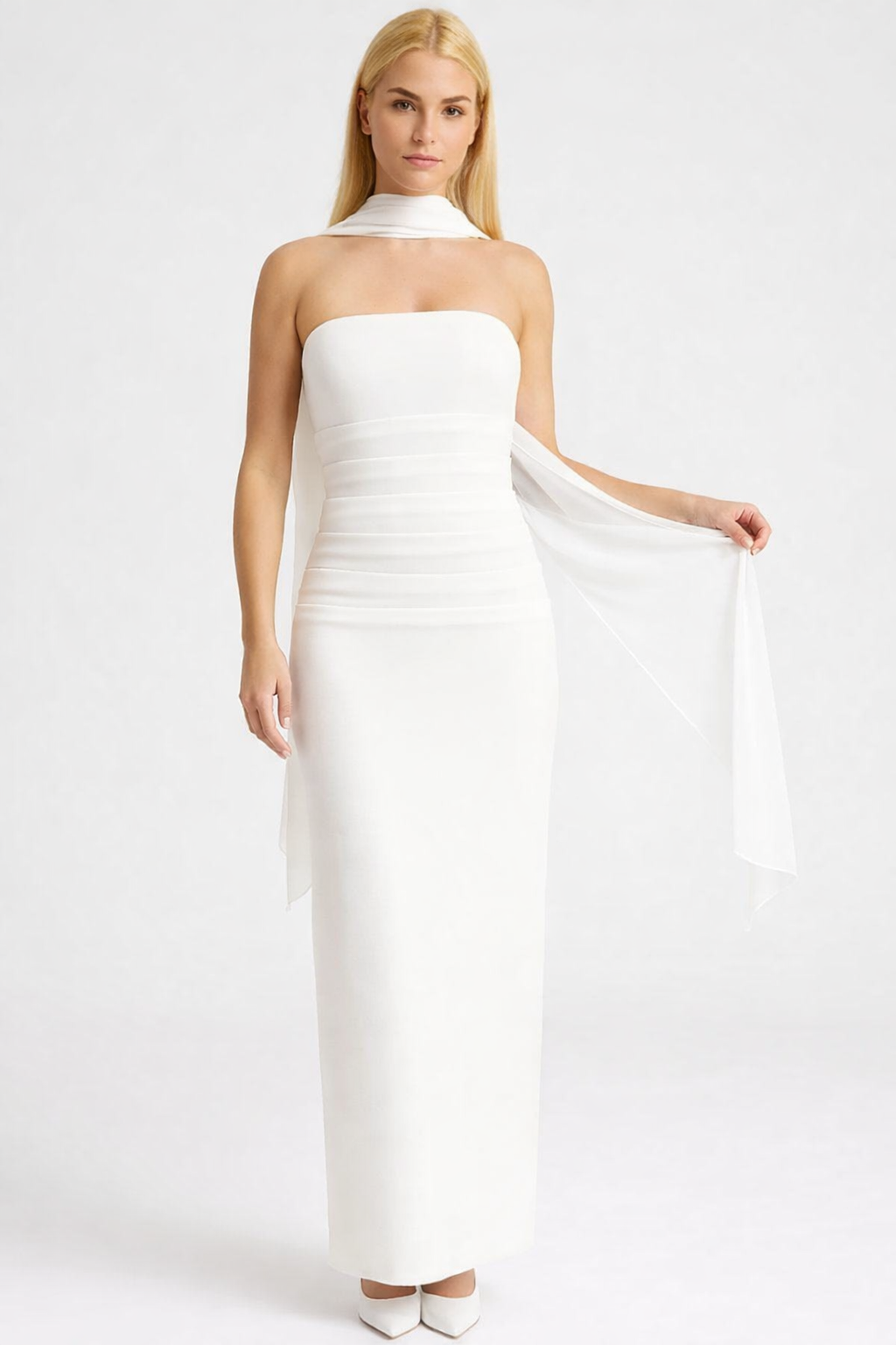 Loovay Selvaria Jurk, Strapless Sjaaldetail