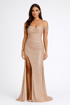 Loovay Aurelia Jurk, Off Shoulder Split Design