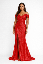 Loovay Aurelia Jurk, Off Shoulder Split Design