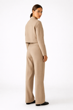 Loovay - Tweedelige Set Dames, Ritsjack & High-Waist Broek, Minimalistische Look
