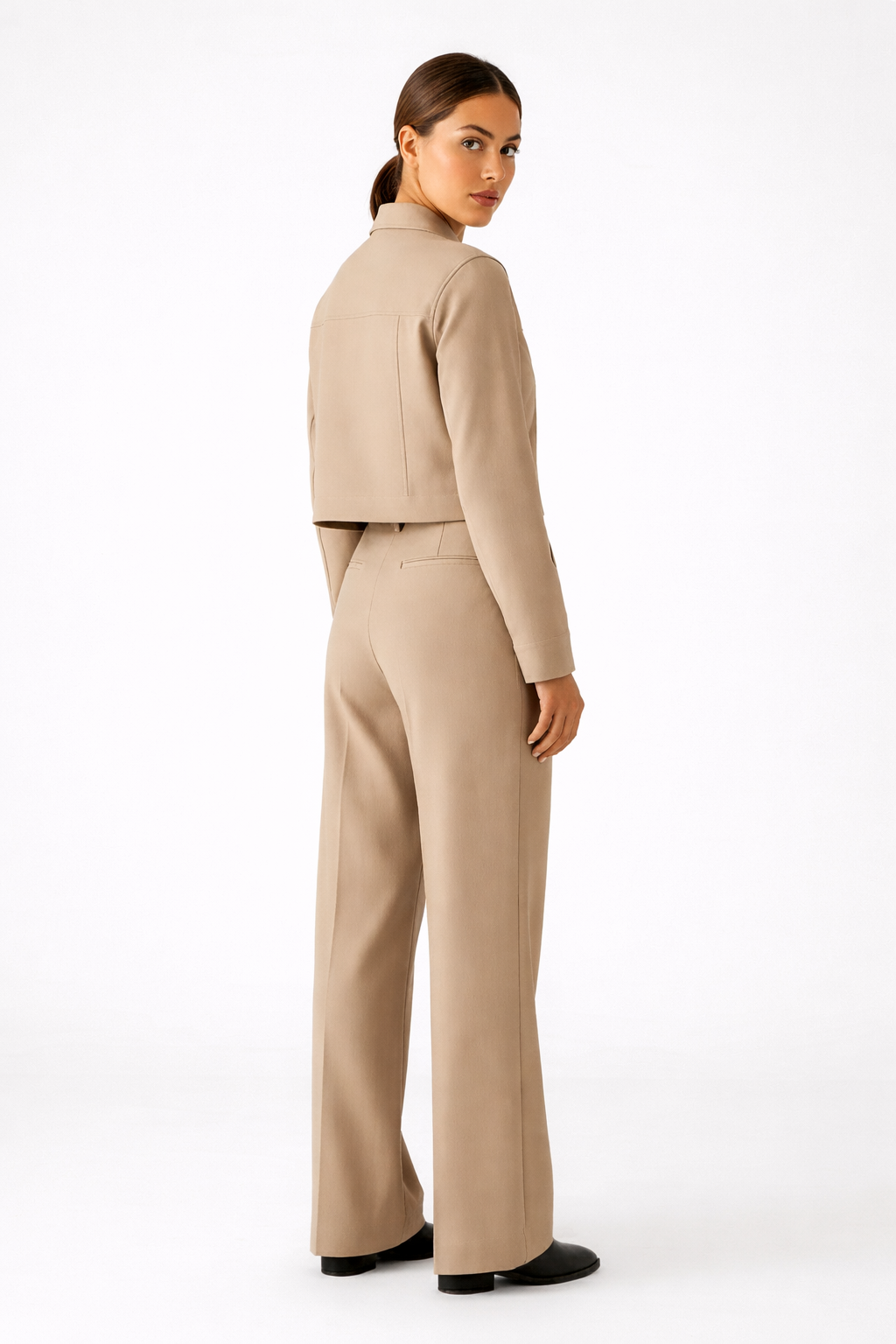 Loovay - Tweedelige Set Dames, Ritsjack & High-Waist Broek, Minimalistische Look