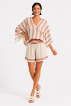 Loovay Solanique Set, Retro Print met Vleermuismouwen