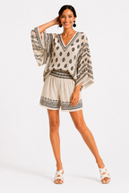 Loovay Solanique Set, Retro Print met Vleermuismouwen