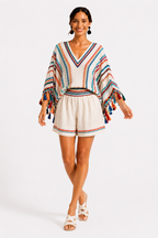 Loovay Solanique Set, Retro Print met Vleermuismouwen