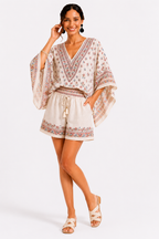Loovay Solanique Set, Retro Print met Vleermuismouwen
