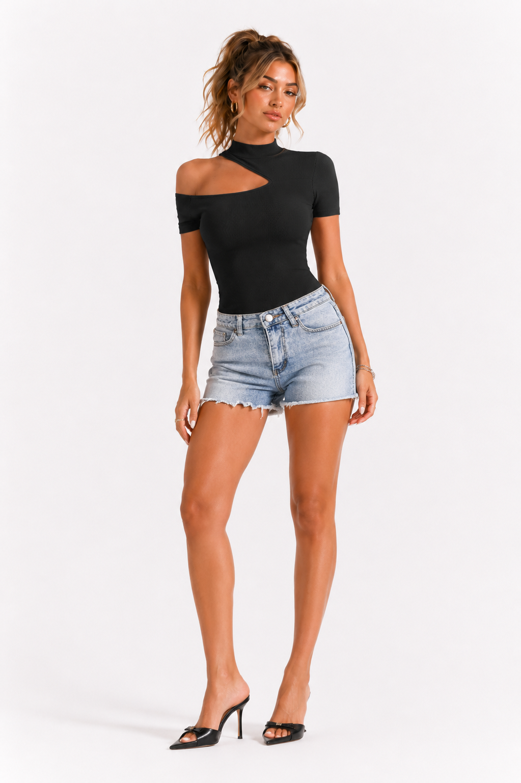 Loovay Éclipsa Top, One-Shoulder met Cut-Out Detail