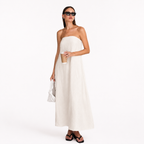 Loovay Solévara Jurk, Strapless Maxi met Linnen Look
