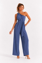 Loovay Valléstra Jumpsuit, One-Shoulder met Wijde Pijpen