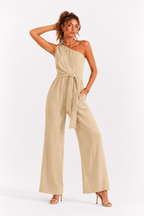 Loovay Valléstra Jumpsuit, One-Shoulder met Wijde Pijpen