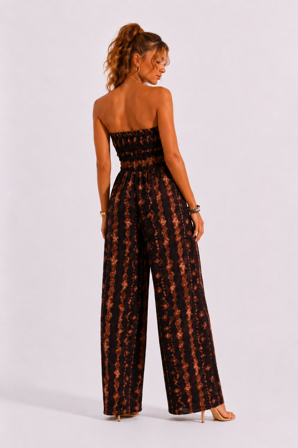 Loovay Solavéra Jumpsuit, Strapless met Tie-Dye Print