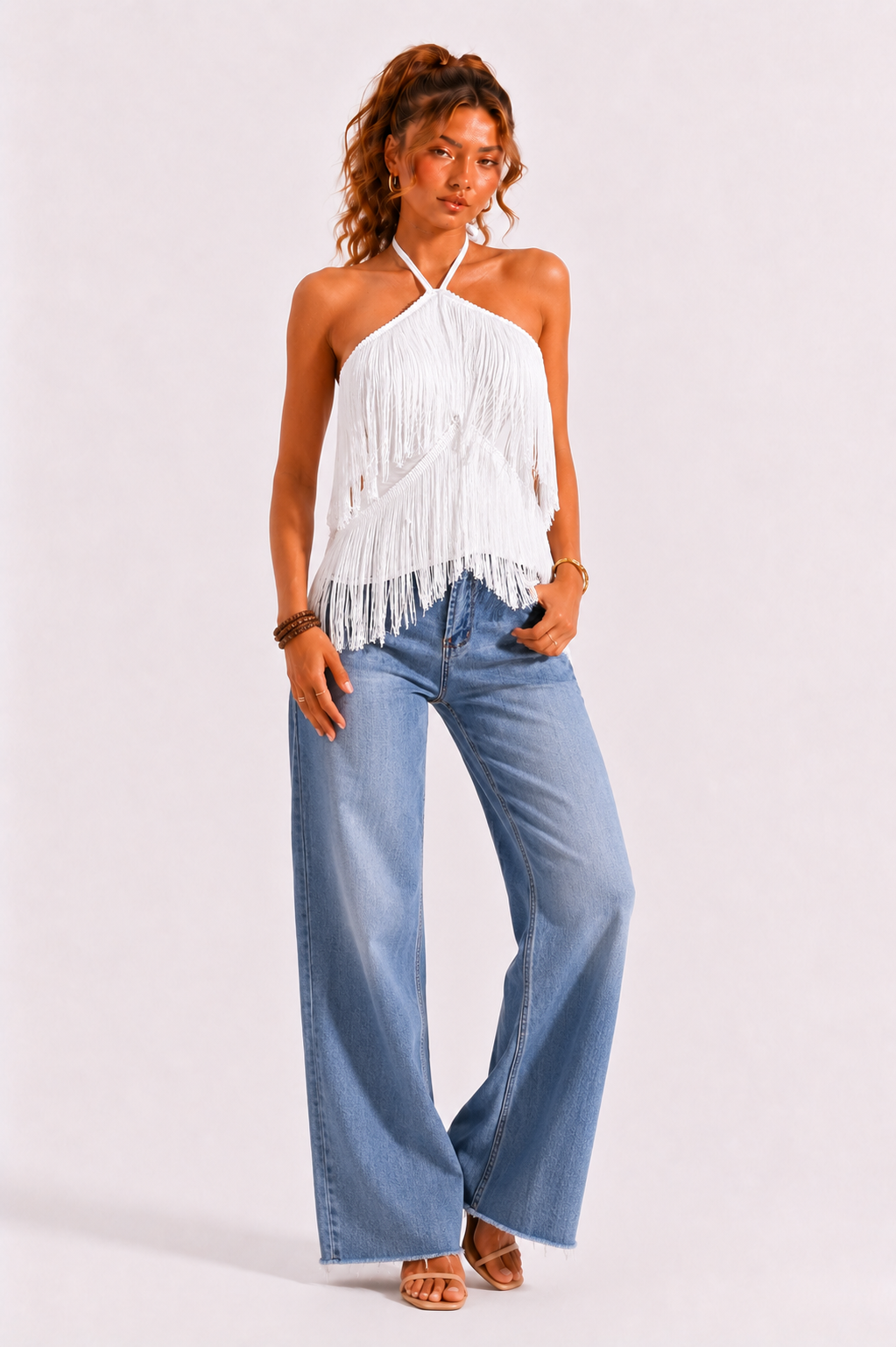 Loovay Solézia Top, Halter met Franjes