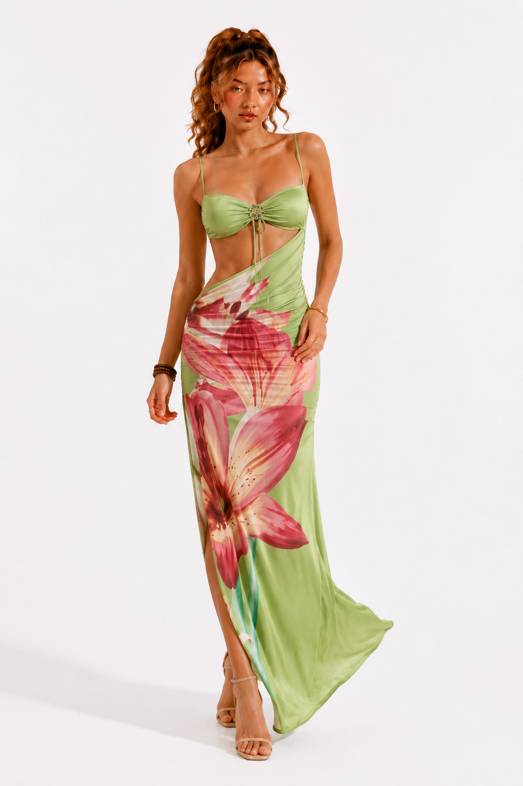Loovay Floréssa Jurk, Maxi met Bloemenprint en Open Rug