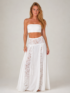 Loovay Prunella, Witte Maxi-Rok met Kantdetails