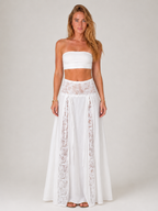 Loovay Prunella, Witte Maxi-Rok met Kantdetails